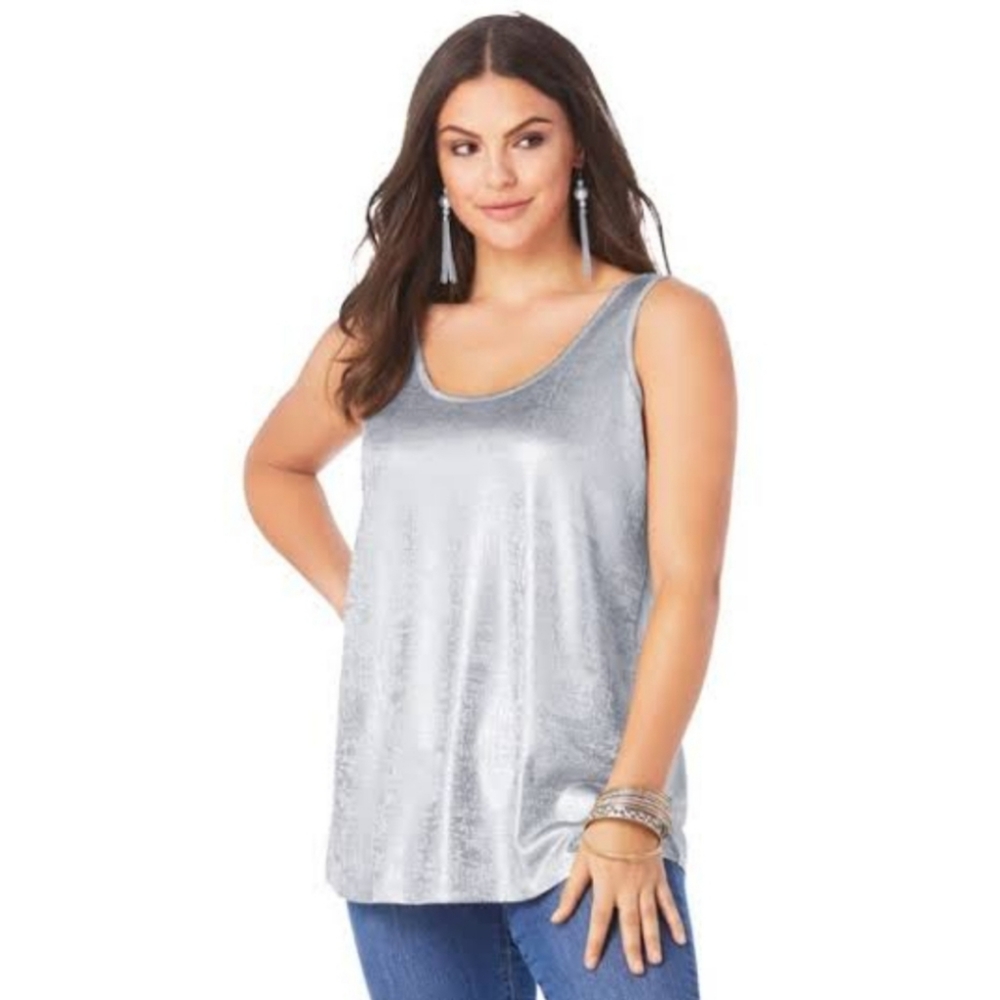 Studio Y Women's Silver Sequins Tank Top Size S